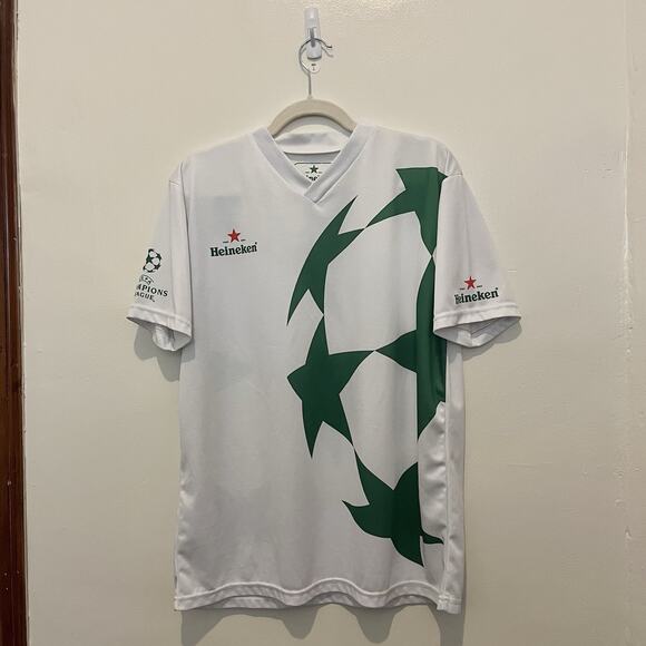 Heineken Champions League Promo Soccer Jersey UEFA UCL Green White Rare Sz L - Picture 1 of 6